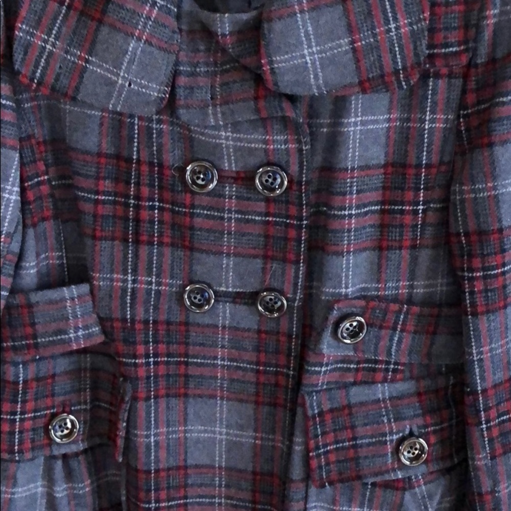 Charcoal, Red, Black & Grey Plaid Jacket - Picture 5 of 7